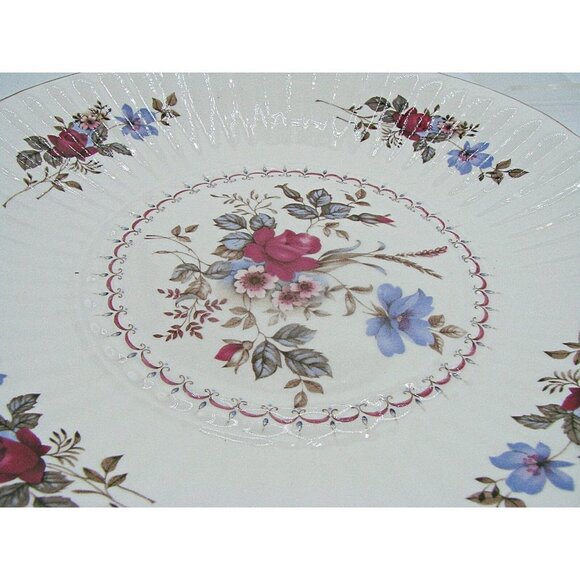 Vintage Royal Tara White Purple Rose Bouquet Gold Gilt Fine Bone China 9" Plate - Picture 3 of 11